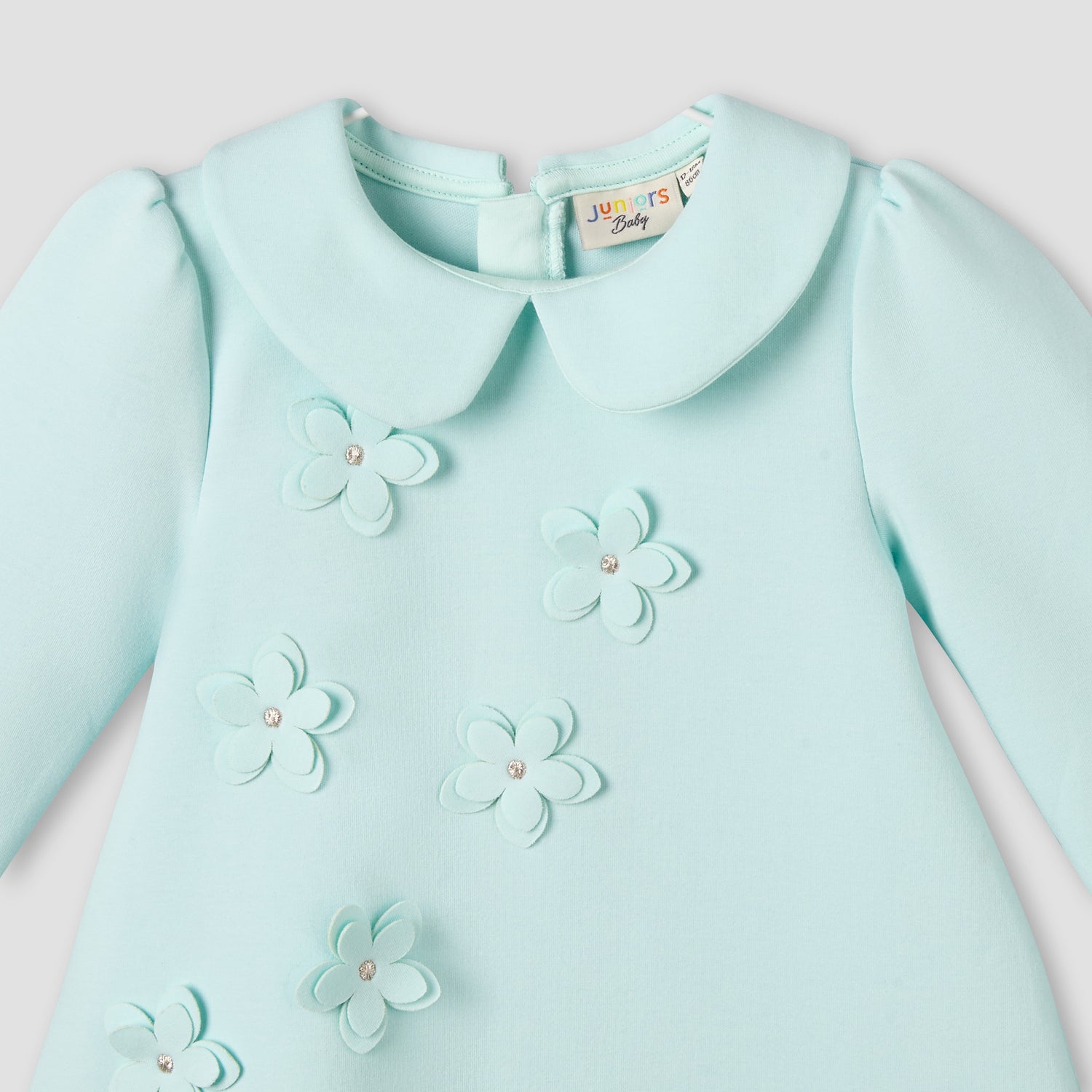 Juniors Peter Pan Collar Long Sleeves A-line Dress with Tights