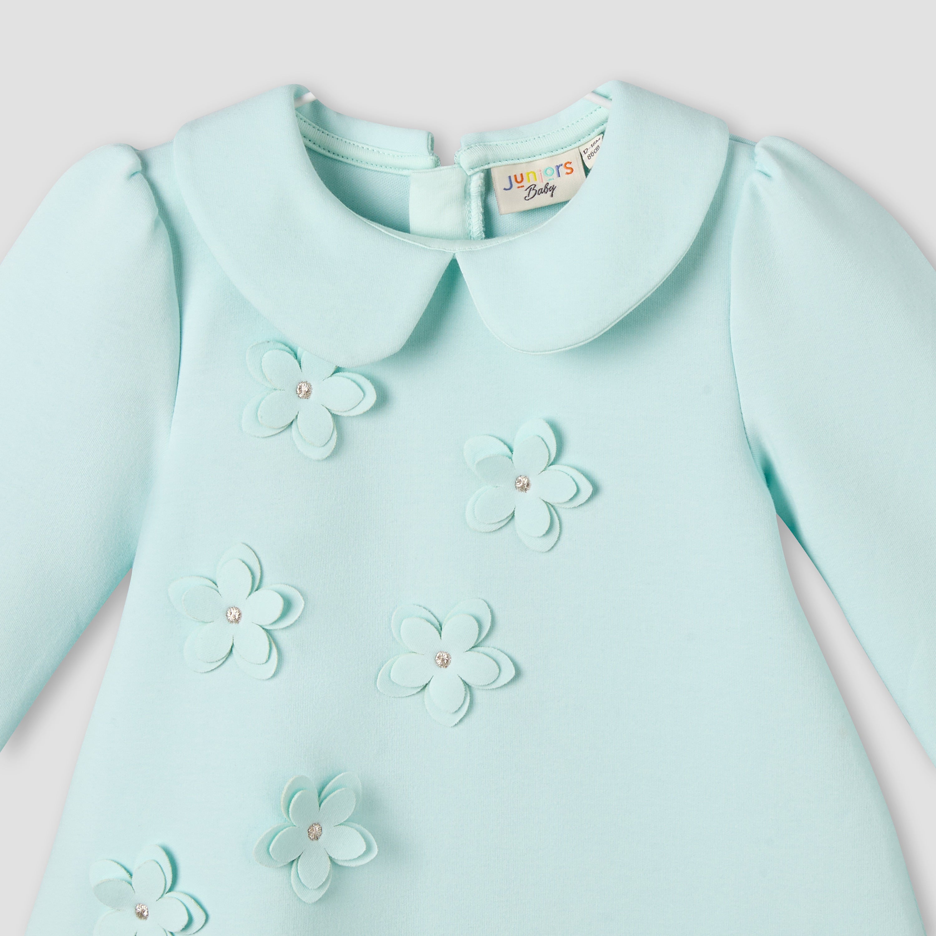 Juniors Peter Pan Collar Long Sleeves A-line Dress with Tights