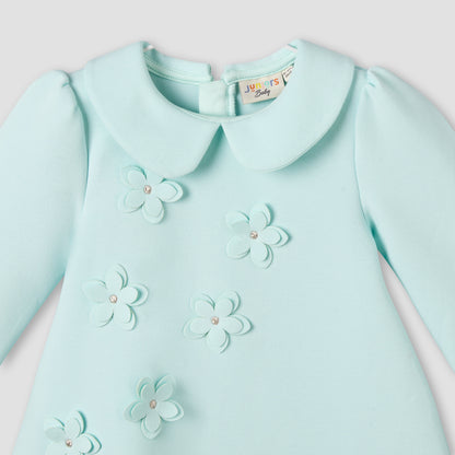 Juniors Peter Pan Collar Long Sleeves A-line Dress with Tights