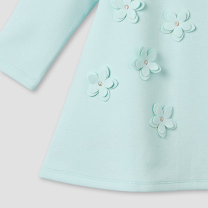 Juniors Peter Pan Collar Long Sleeves A-line Dress with Tights