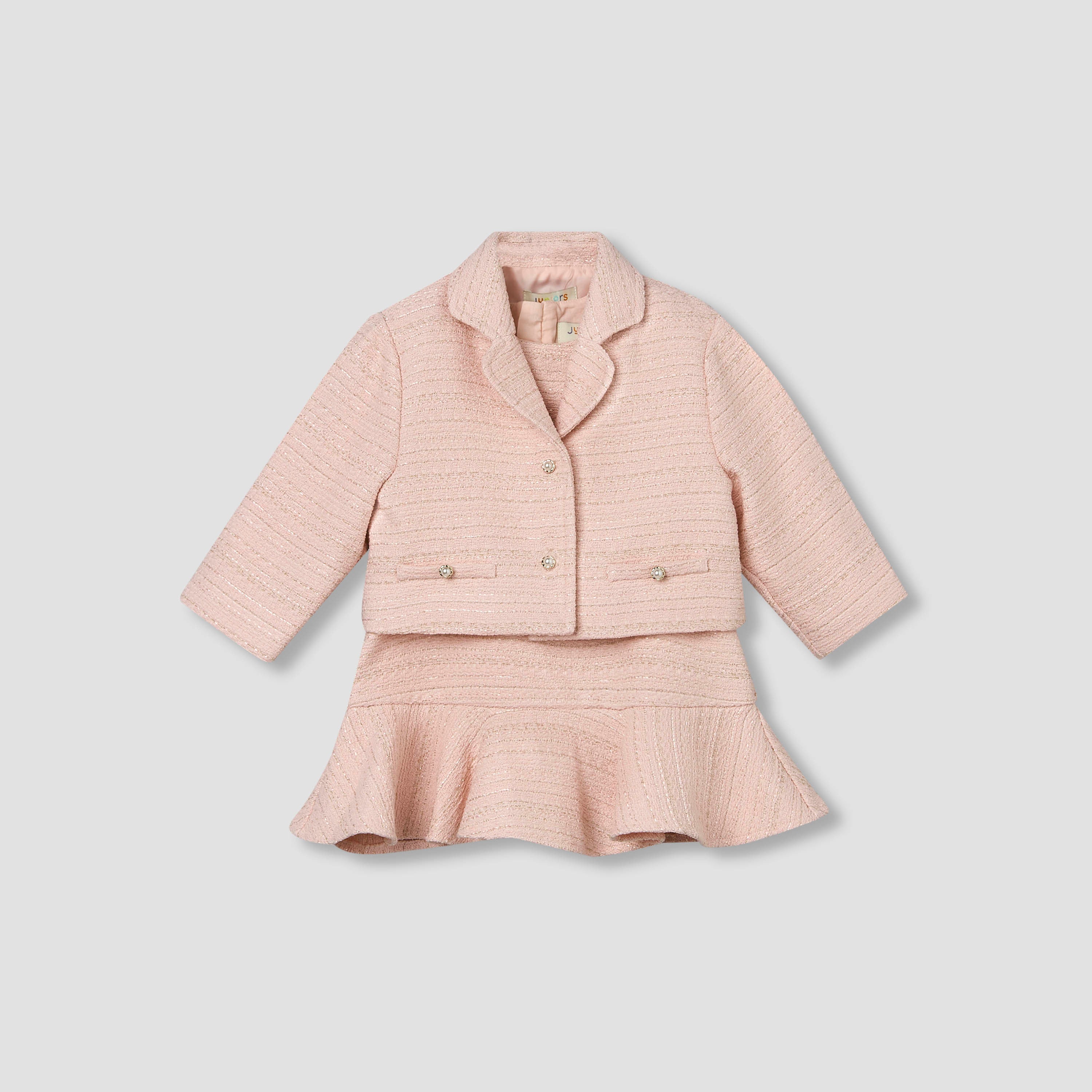 Juniors Sleeveless A-line Dress and Blazer Set with Textured Design