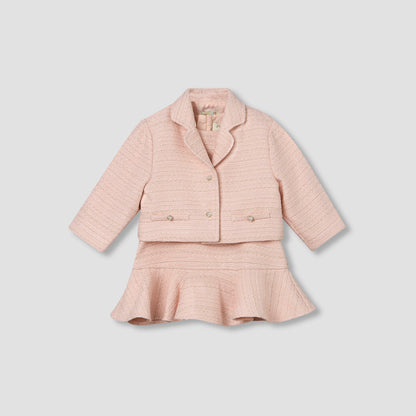 Juniors Sleeveless A-line Dress and Blazer Set with Textured Design