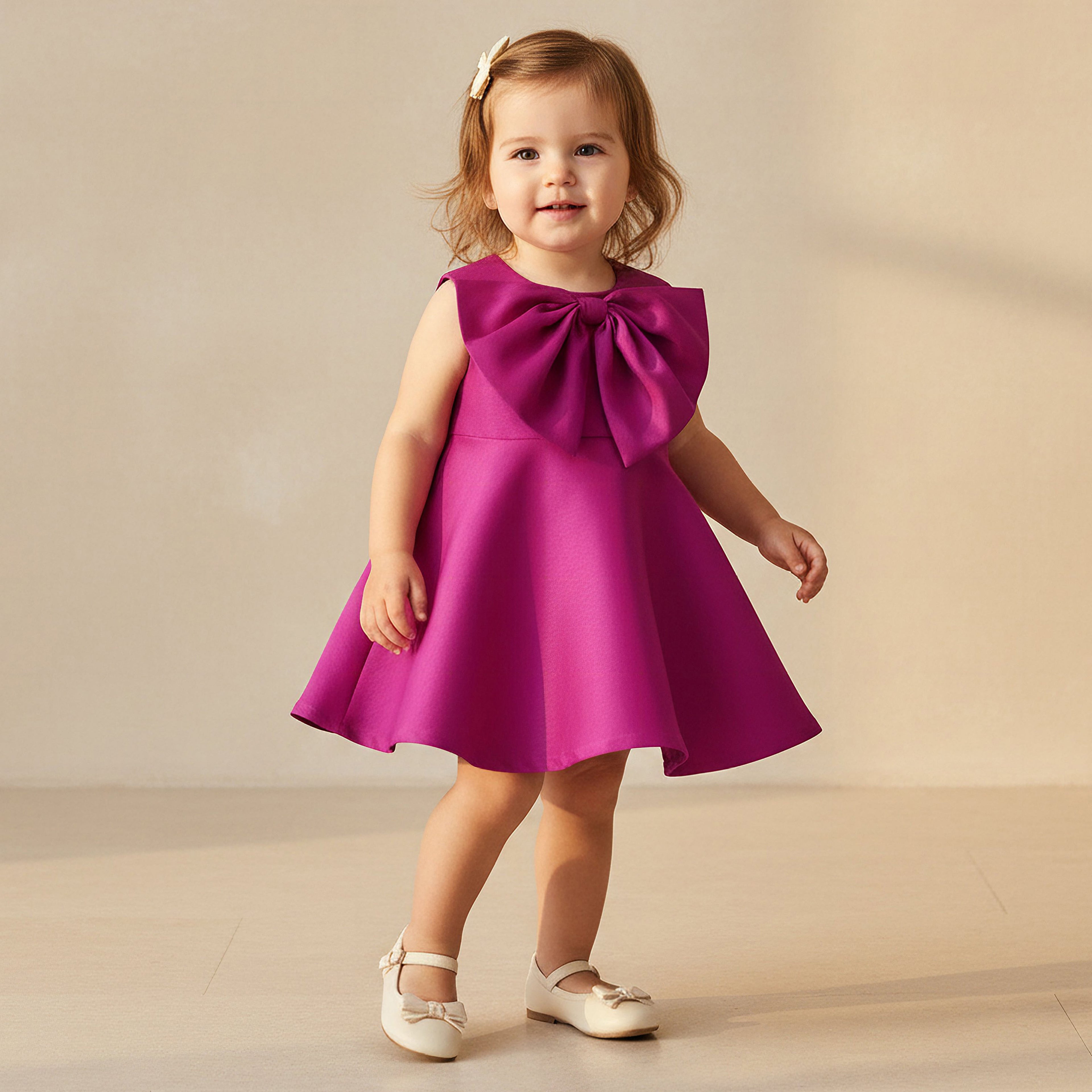 Juniors Sleeveless Dress with Bow Applique - Purple / 12-18 mths