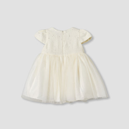 Juniors Round Neck Short Sleeve Dress with Sequin Detail