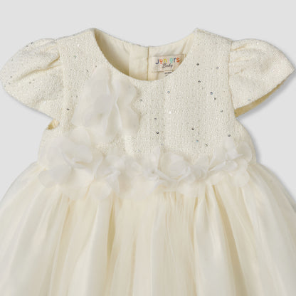 Juniors Round Neck Short Sleeve Dress with Sequin Detail