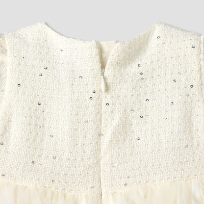 Juniors Round Neck Short Sleeve Dress with Sequin Detail