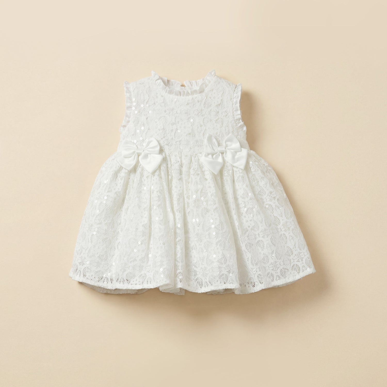 Juniors Ruffle Neck Sleeveless Dress with Bloomers and Sequin Embellished