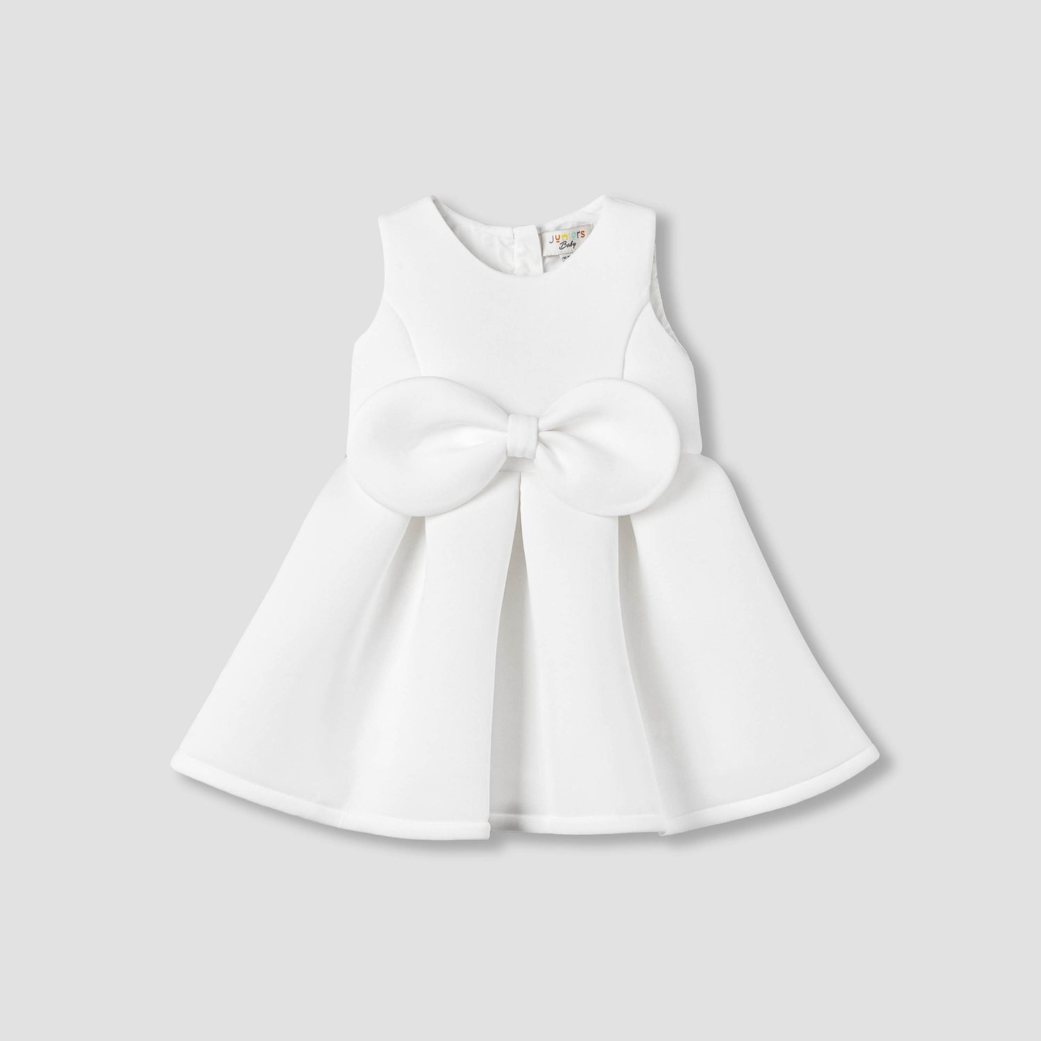Juniors Round Neck Sleeveless Dress with Bow Accent