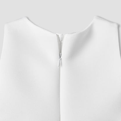 Juniors Round Neck Sleeveless Dress with Bow Accent