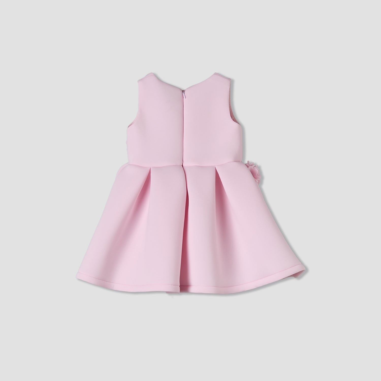 Juniors Round Neck Sleeveless Skater Dress with Floral Applique