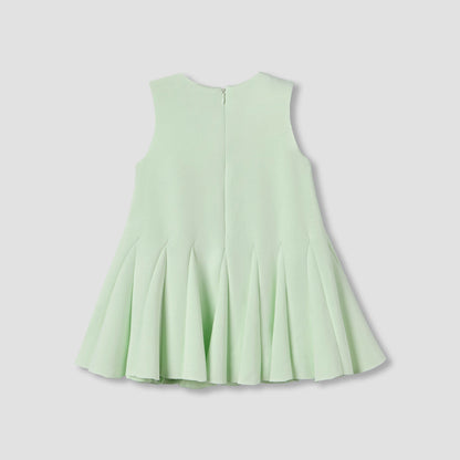 Juniors Round Neck Sleeveless Dress with Bow Accent