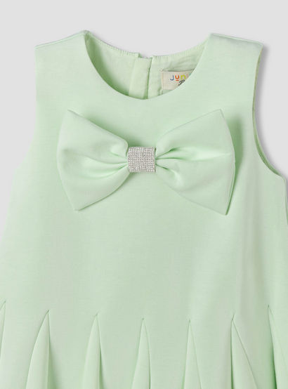 Juniors Round Neck Sleeveless Dress with Bow Accent-baby-girls-clothing-dressesandjumpsuits-image-4