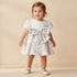 Juniors Round Neck Short Sleeves A-Line Dress with Floral Print - White / 18-24 mths