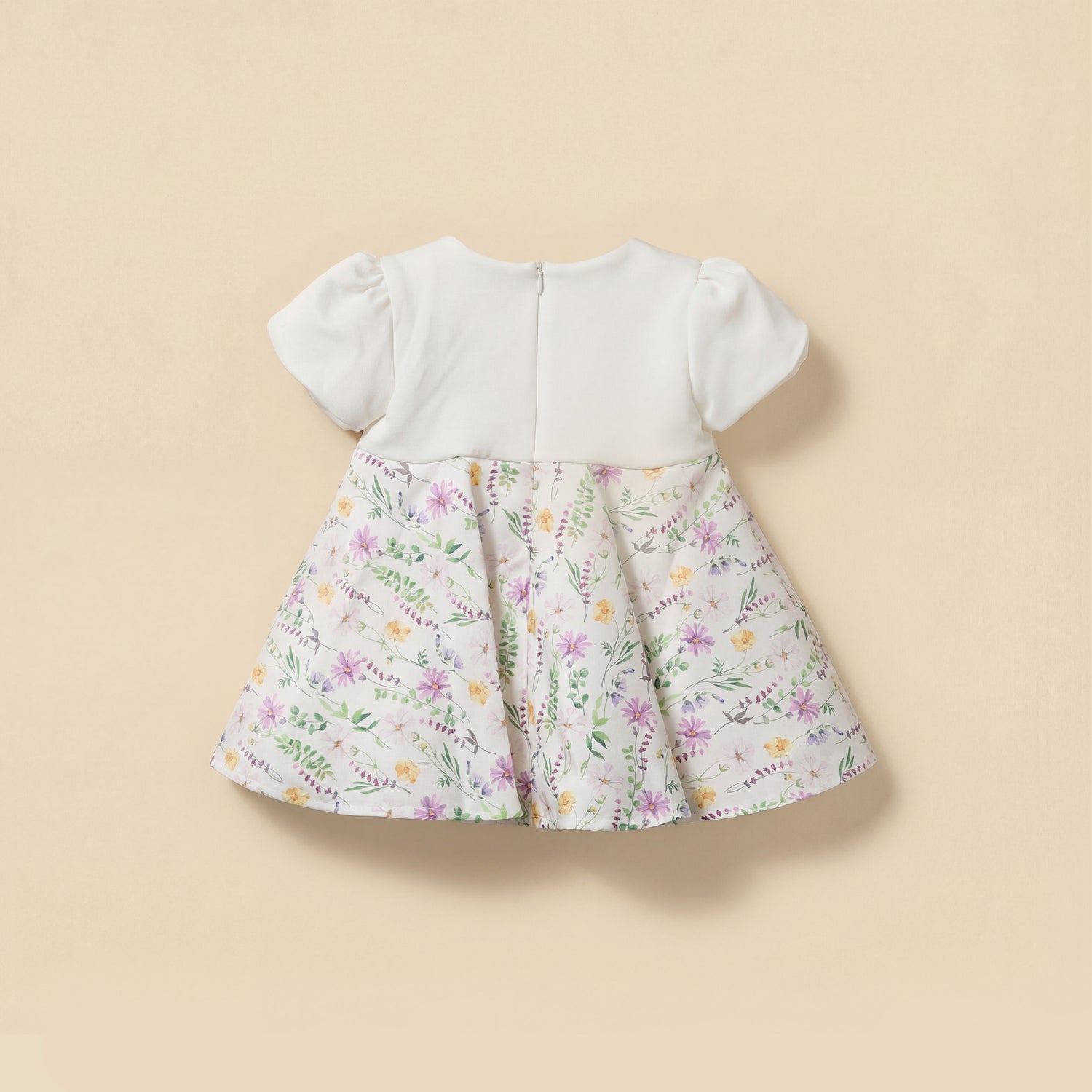 Juniors Round Neck Short Sleeves A-Line Dress with Floral Print