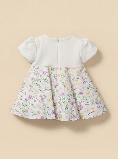 Juniors Round Neck Short Sleeves A-Line Dress with Floral Print-baby-girls-clothing-dressesandjumpsuits-image-3