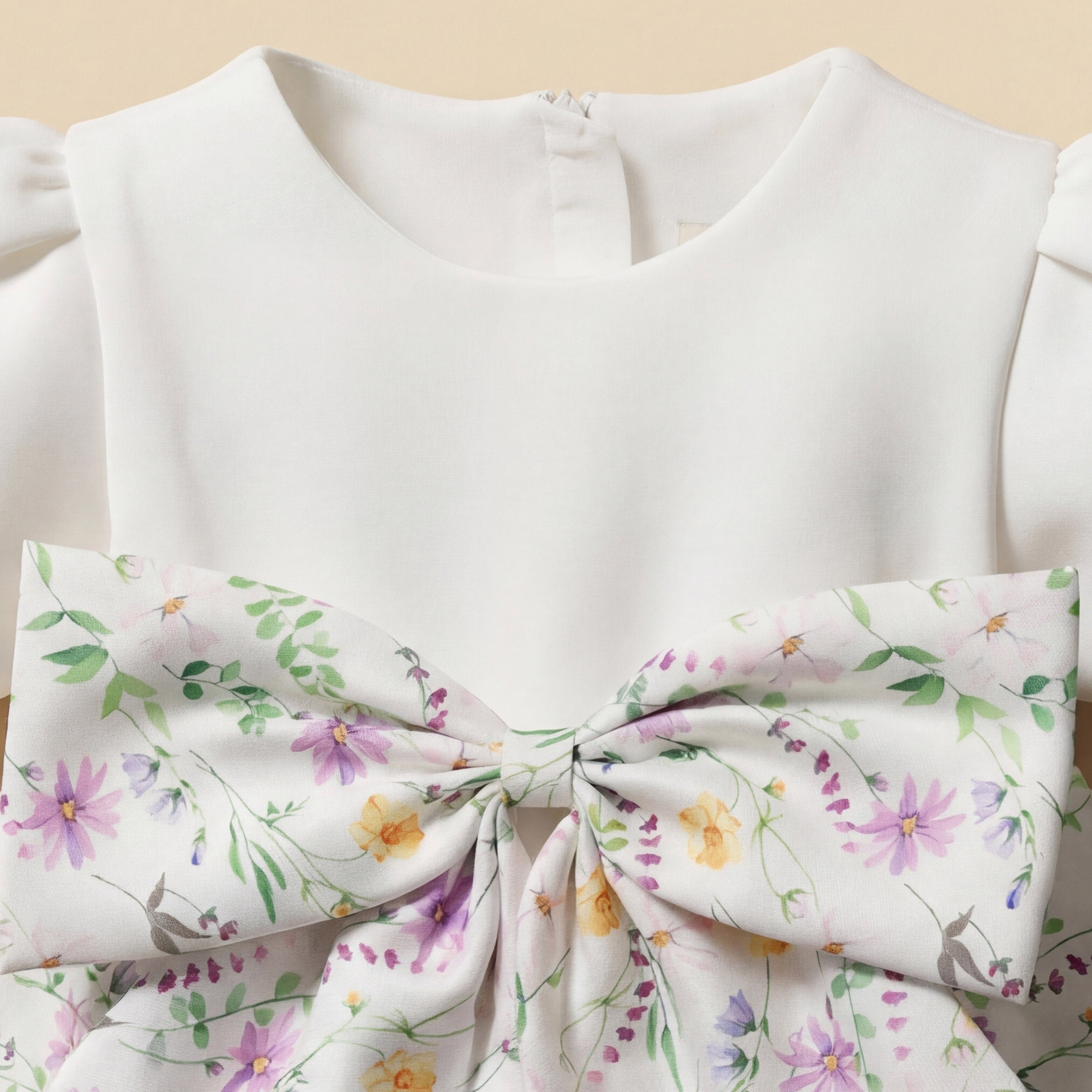 Juniors Round Neck Short Sleeves A-Line Dress with Floral Print