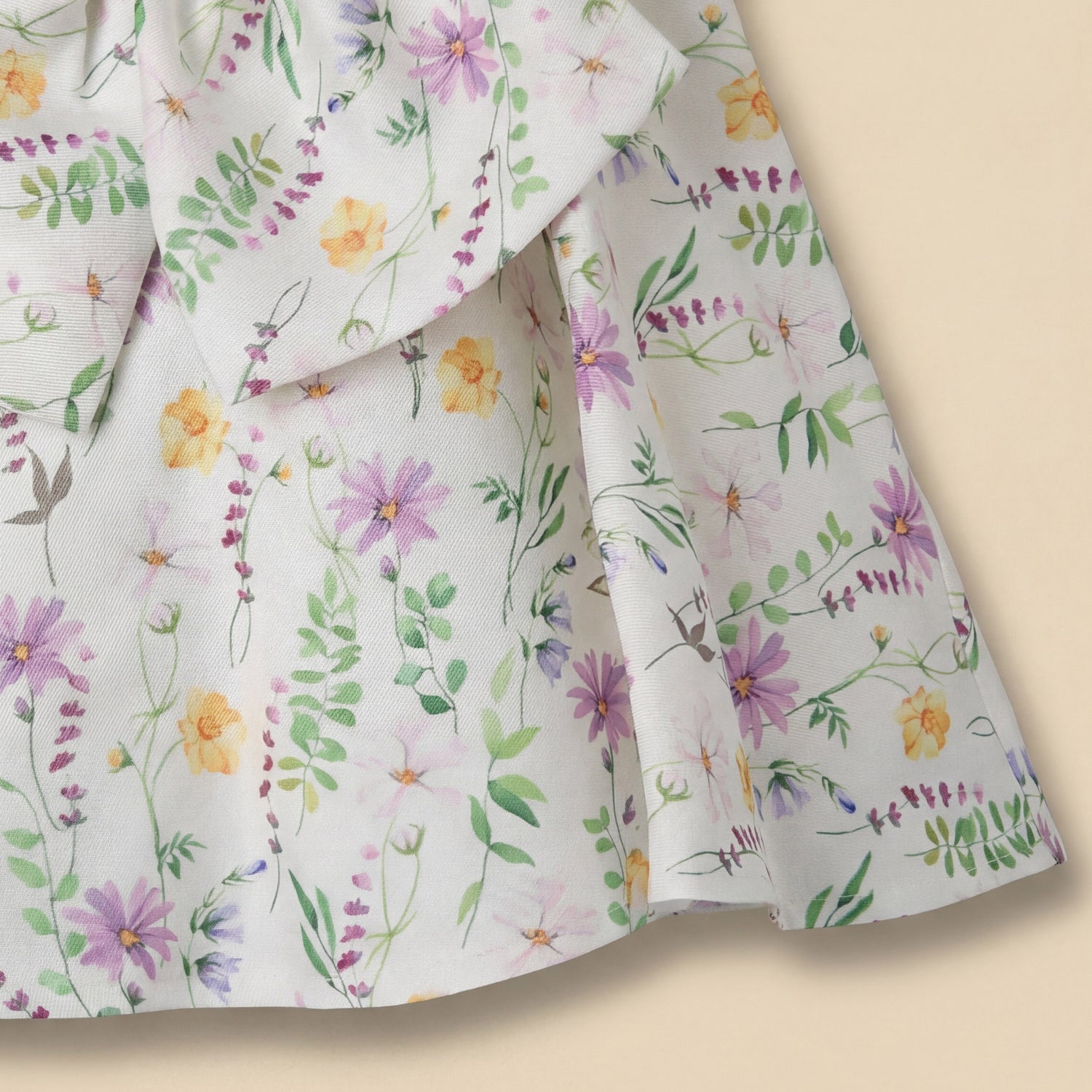 Juniors Round Neck Short Sleeves A-Line Dress with Floral Print