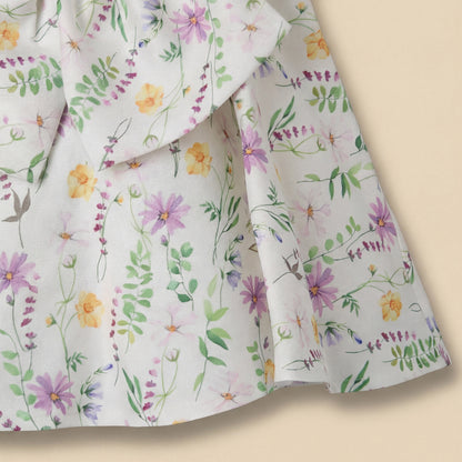 Juniors Round Neck Short Sleeves A-Line Dress with Floral Print