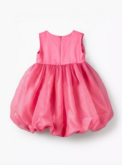 Juniors Round Neck Sleeveless Dress with Bow Accent-baby-girls-clothing-dressesandjumpsuits-image-3