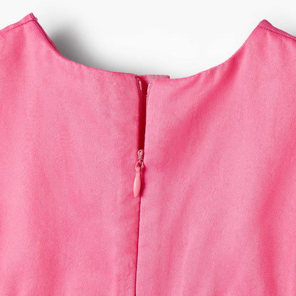 Juniors Round Neck Sleeveless Dress with Bow Accent