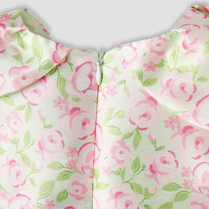 Juniors Round Neck Sleeveless A-line Dress with Floral Print