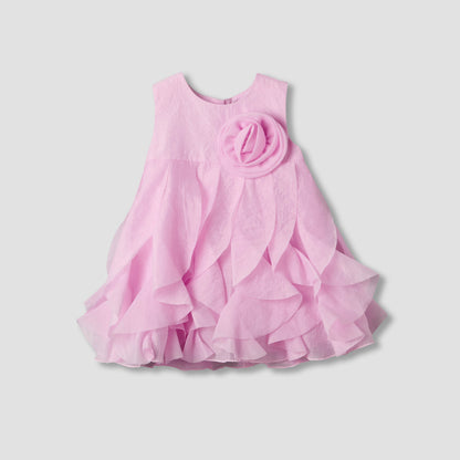 Juniors Round Neck Sleeveless Dress with Ruffles