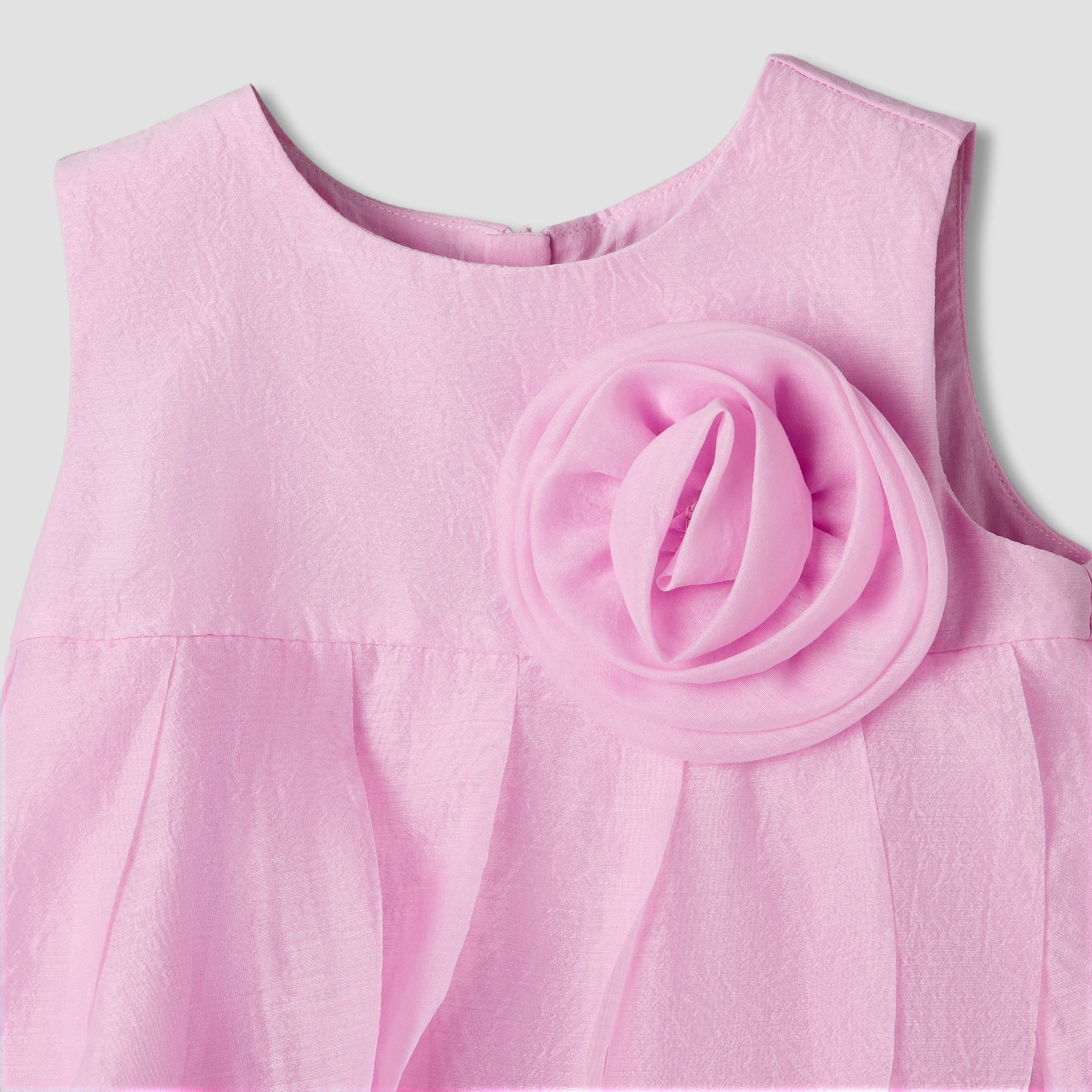 Juniors Round Neck Sleeveless Dress with Ruffles