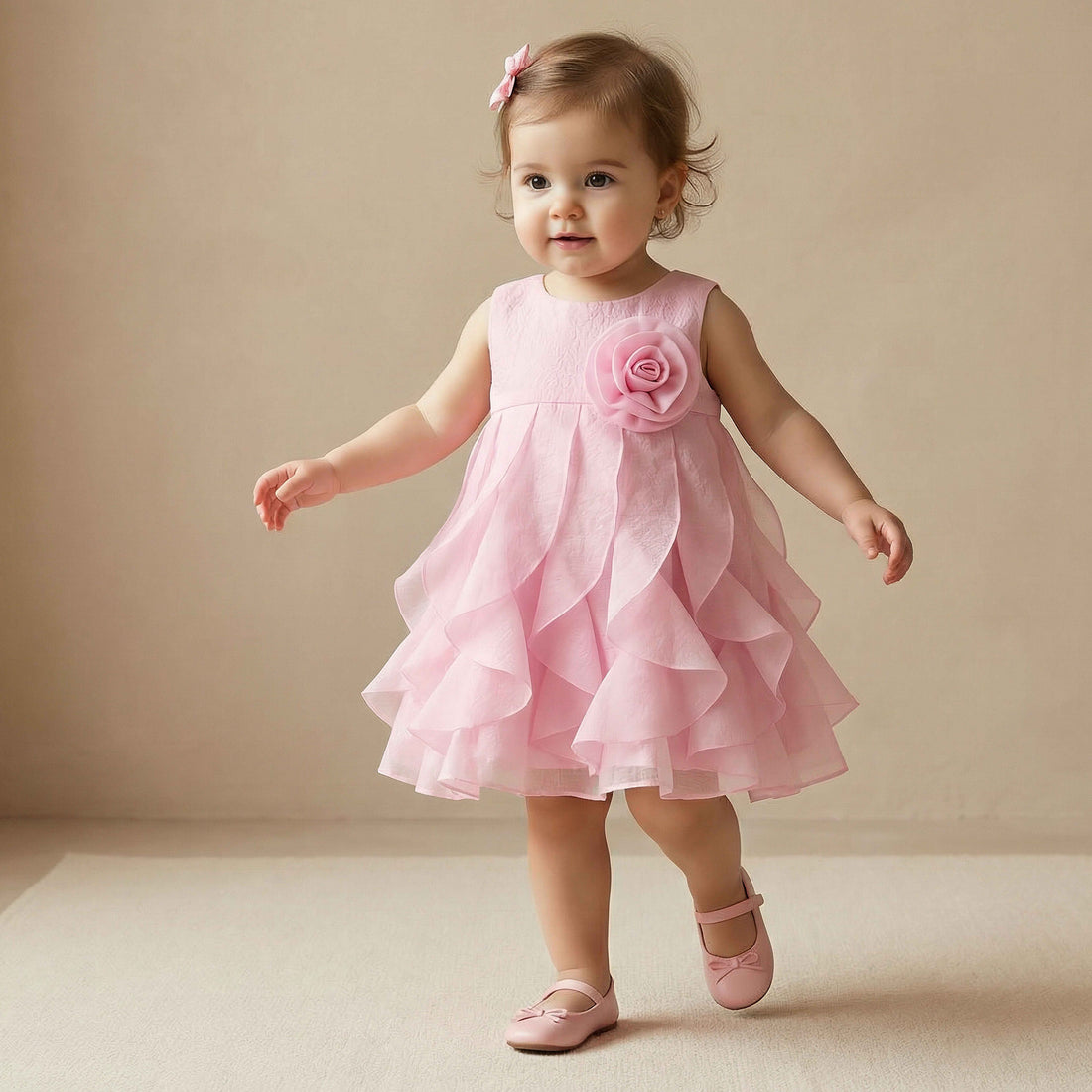 Juniors Round Neck Sleeveless Dress with Ruffles - Purple / 12-18 mths