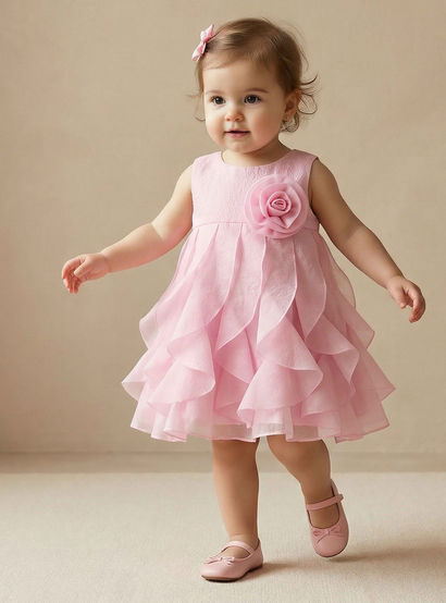 Juniors Round Neck Sleeveless Dress with Ruffles-baby-girls-clothing-dressesandjumpsuits-image-1