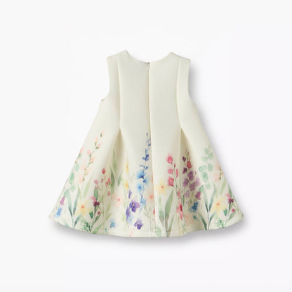 Juniors Round Neck Sleeveless Dress with Floral Print