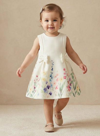 Juniors Round Neck Sleeveless Dress with Floral Print-baby-girls-clothing-dressesandjumpsuits-image-1