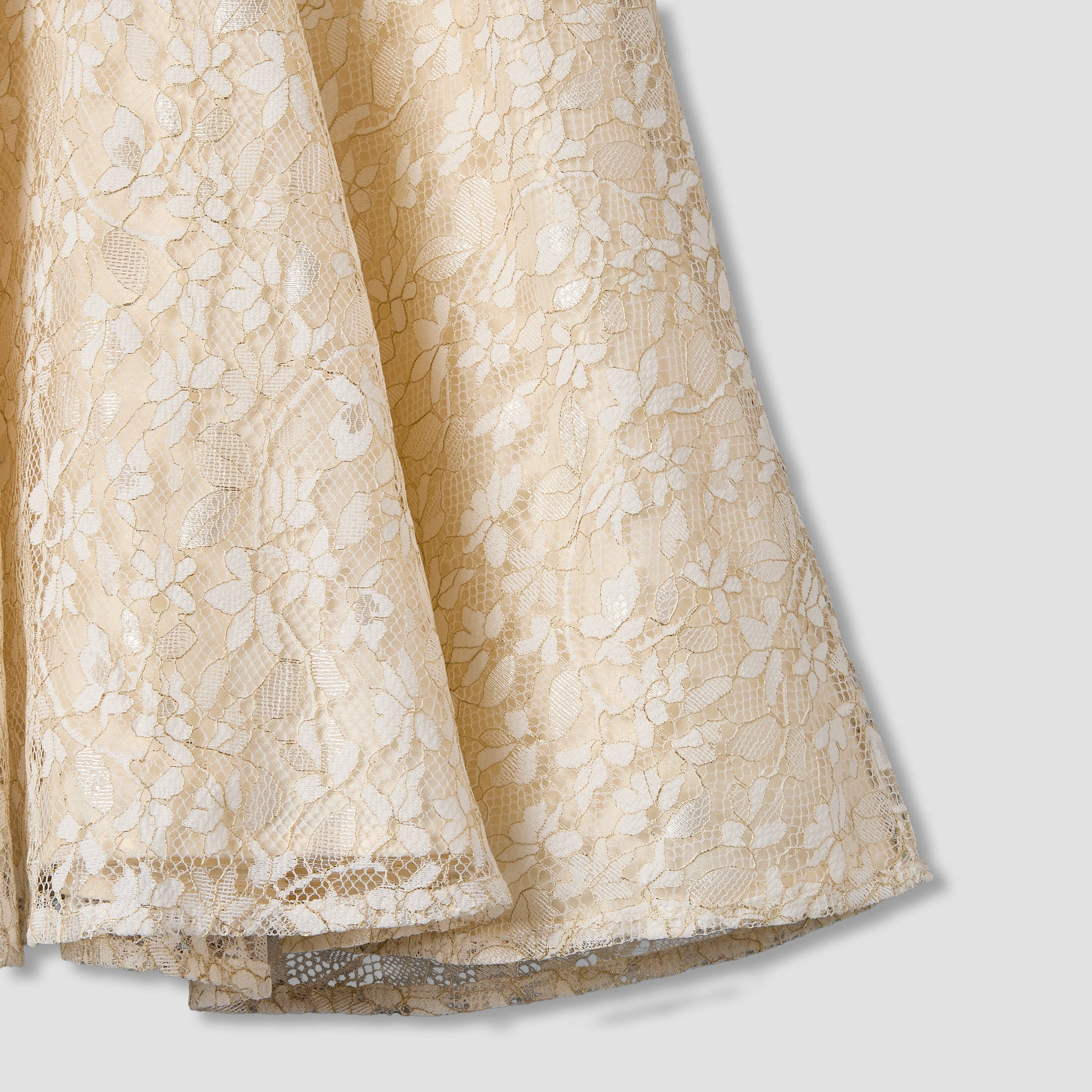 Juniors Round Neck Short Sleeves A-line Dress with Lace and Bow Detail