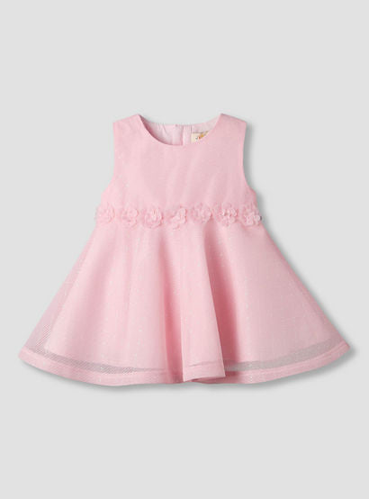 Juniors Round Neck Sleeveless A-line Dress with Floral Applique-baby-girls-clothing-dressesandjumpsuits-image-2