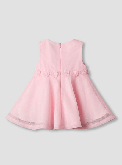 Juniors Round Neck Sleeveless A-line Dress with Floral Applique-baby-girls-clothing-dressesandjumpsuits-image-3