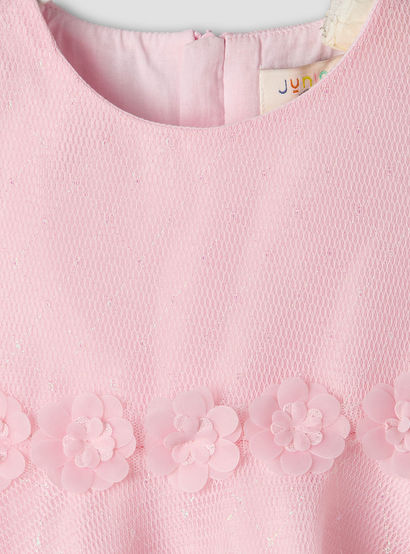 Juniors Round Neck Sleeveless A-line Dress with Floral Applique-baby-girls-clothing-dressesandjumpsuits-image-4