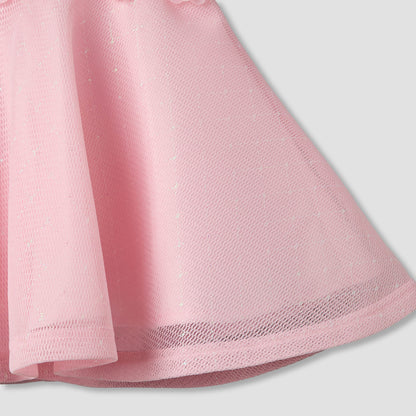 Juniors Round Neck Sleeveless A-line Dress with Floral Applique