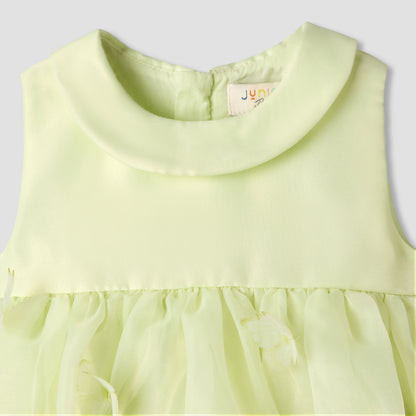 Juniors Round Neck Sleeveless A-line Dress with Butterfly Applique Detail