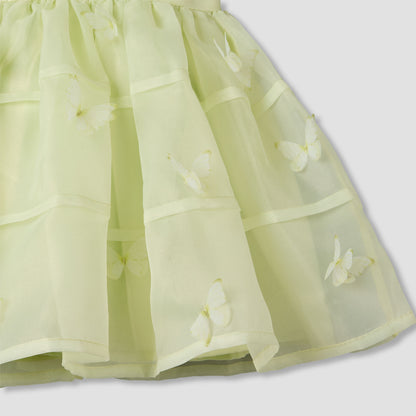Juniors Round Neck Sleeveless A-line Dress with Butterfly Applique Detail