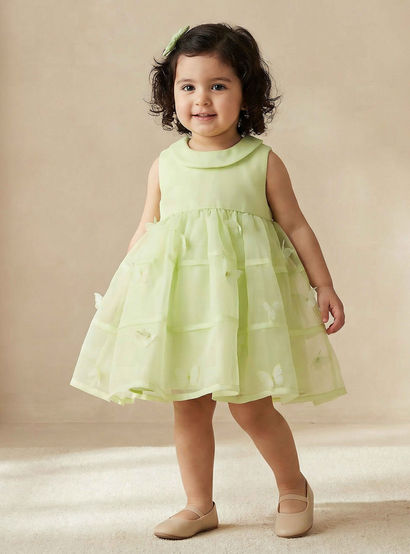 Juniors Round Neck Sleeveless A-line Dress with Butterfly Applique Detail-baby-girls-clothing-dressesandjumpsuits-image-1