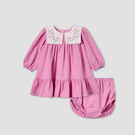Giggles Collared Long Sleeves A-Line Dress with Bloomers-undefined-image-1