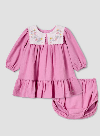 Giggles Collared Long Sleeves A-Line Dress with Bloomers-baby-girls-clothing-dressesandjumpsuits-image-2