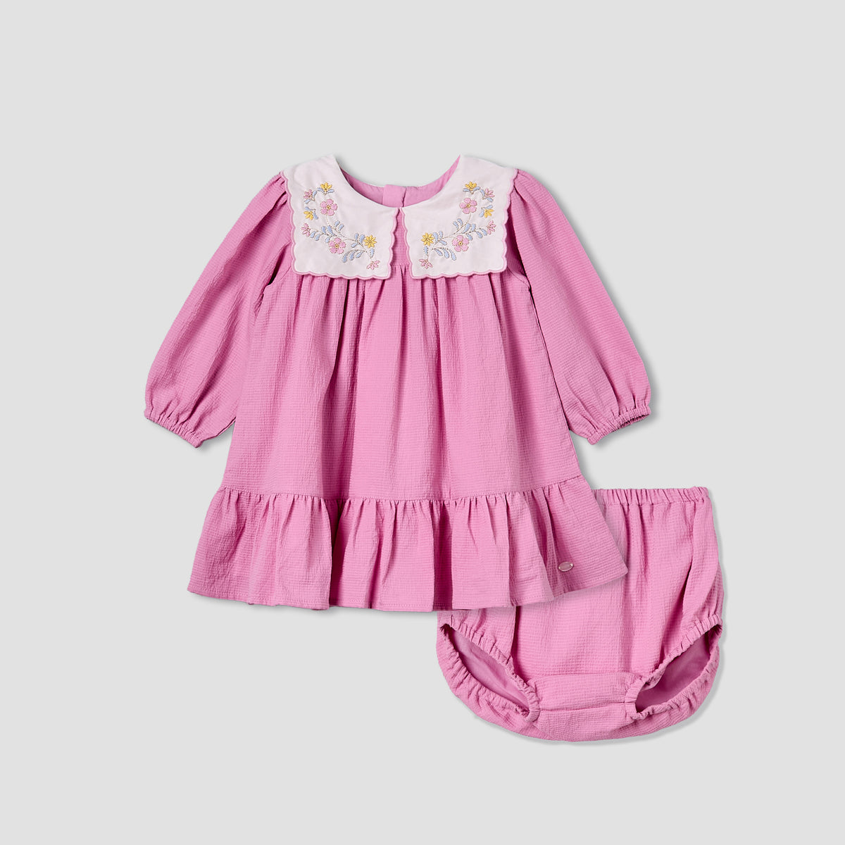 Giggles Collared Long Sleeves A-Line Dress with Bloomers