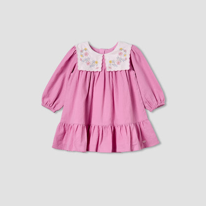 Giggles Collared Long Sleeves A-Line Dress with Bloomers