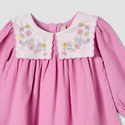Giggles Collared Long Sleeves A-Line Dress with Bloomers