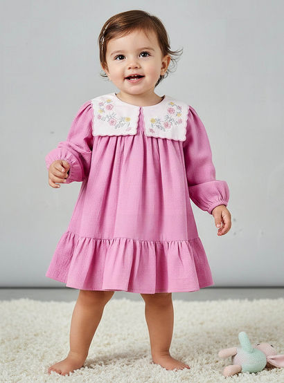 Giggles Collared Long Sleeves A-Line Dress with Bloomers-baby-girls-clothing-dressesandjumpsuits-image-1