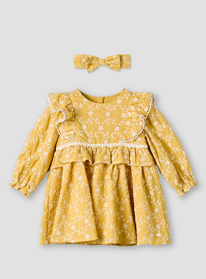Giggles Round Neck Long Sleeve Dress with Hairband-baby-girls-clothing-dressesandjumpsuits-image-2