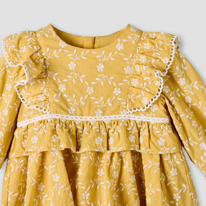 Giggles Round Neck Long Sleeve Dress with Hairband