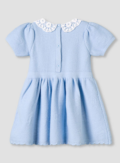 Giggles Peter Pan Collar Short Sleeve A-line Dress with Floral Applique-baby-girls-clothing-dressesandjumpsuits-image-3