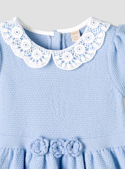 Giggles Peter Pan Collar Short Sleeve A-line Dress with Floral Applique-baby-girls-clothing-dressesandjumpsuits-image-4