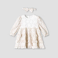 Giggles Round Neck Long Sleeve Dress with Hairband-undefined-image-1